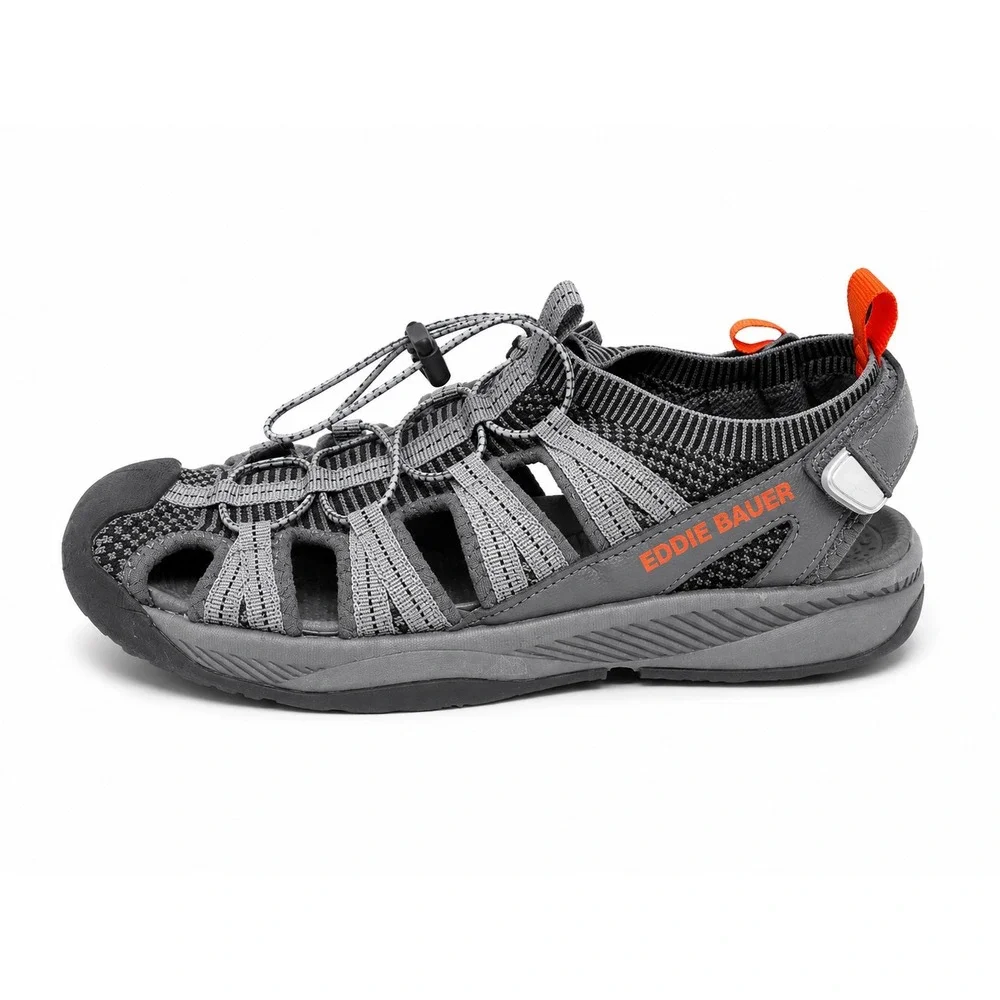 Eddie Bauer Cedar Mens Grey Orange Hiking Sandals Closed Toe Bumper Size 9M